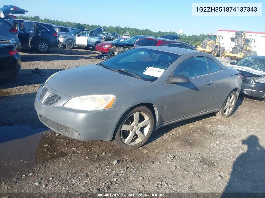 2007 Pontiac G6 Gt VIN: 1G2ZH351874137343 Lot: 40124765