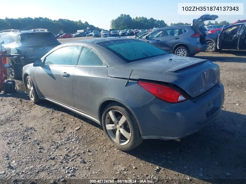 1G2ZH351874137343 2007 Pontiac G6 Gt