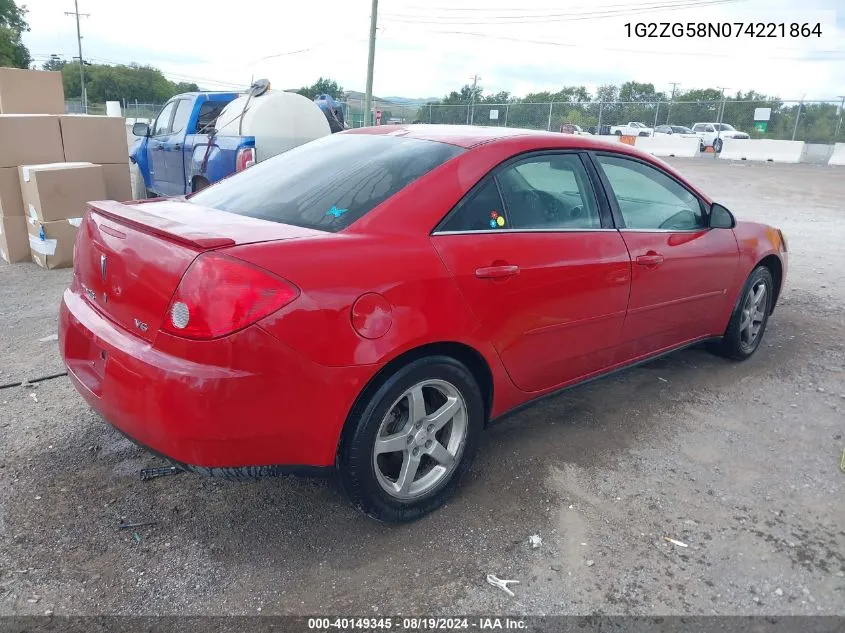 1G2ZG58N074221864 2007 Pontiac G6