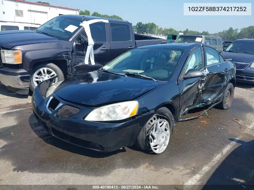 2007 Pontiac G6 Value Leader VIN: 1G2ZF58B374217252 Lot: 40190413