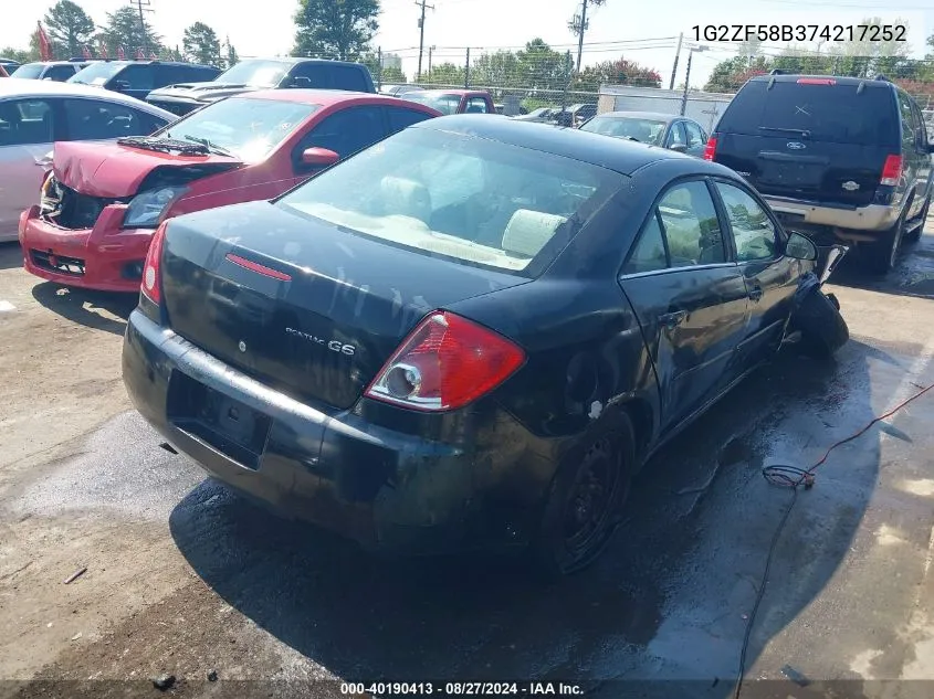 1G2ZF58B374217252 2007 Pontiac G6 Value Leader