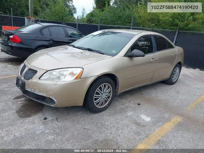 2007 Pontiac G6 Value Leader VIN: 1G2ZF58B474190420 Lot: 40195721