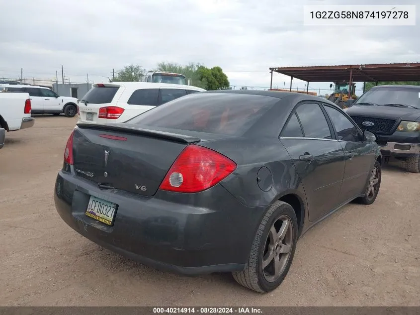 1G2ZG58N874197278 2007 Pontiac G6