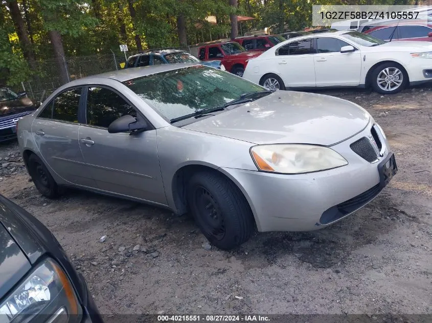 2007 Pontiac G6 Value Leader VIN: 1G2ZF58B274105557 Lot: 40215551