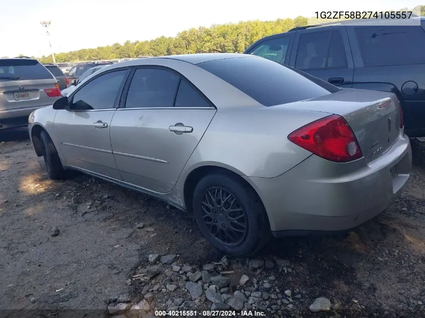 2007 Pontiac G6 Value Leader VIN: 1G2ZF58B274105557 Lot: 40215551