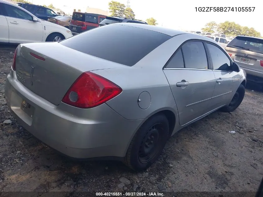 2007 Pontiac G6 Value Leader VIN: 1G2ZF58B274105557 Lot: 40215551