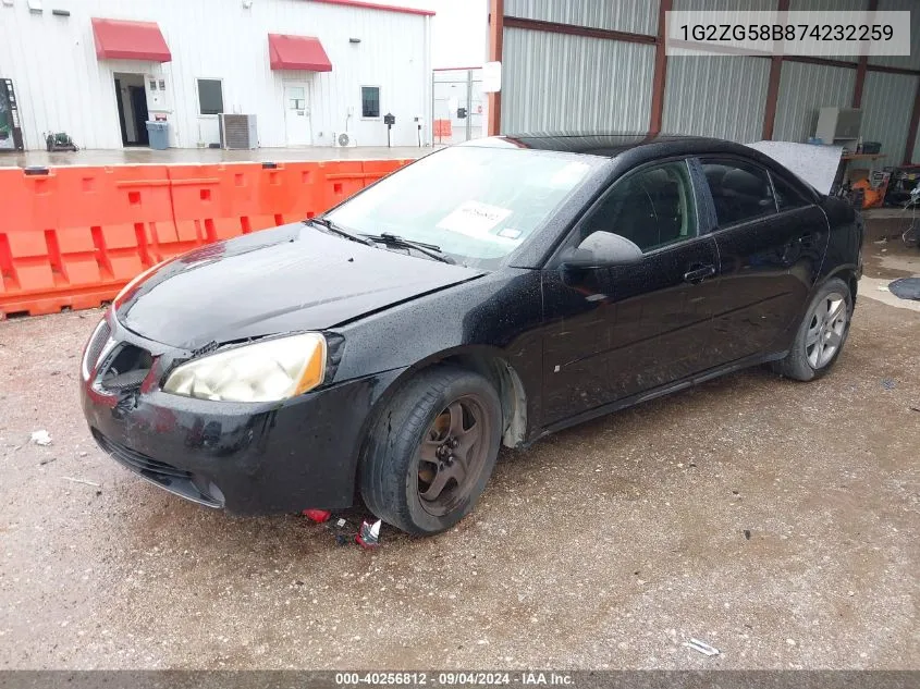 2007 Pontiac G6 Se VIN: 1G2ZG58B874232259 Lot: 40256812