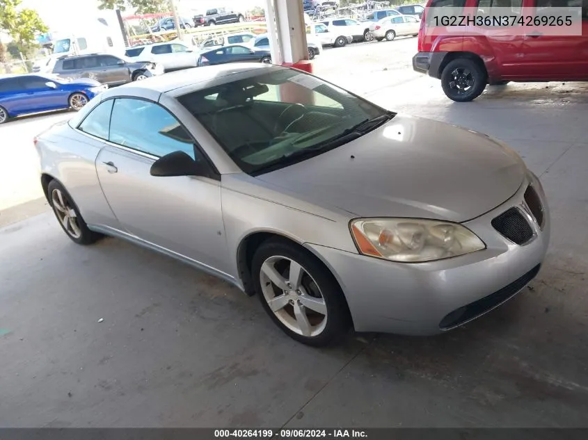 2007 Pontiac G6 Gt VIN: 1G2ZH36N374269265 Lot: 40264199