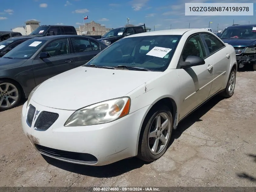 1G2ZG58N874198978 2007 Pontiac G6 Se