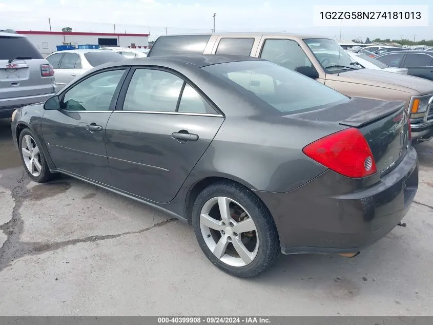 2007 Pontiac G6 VIN: 1G2ZG58N274181013 Lot: 40399908