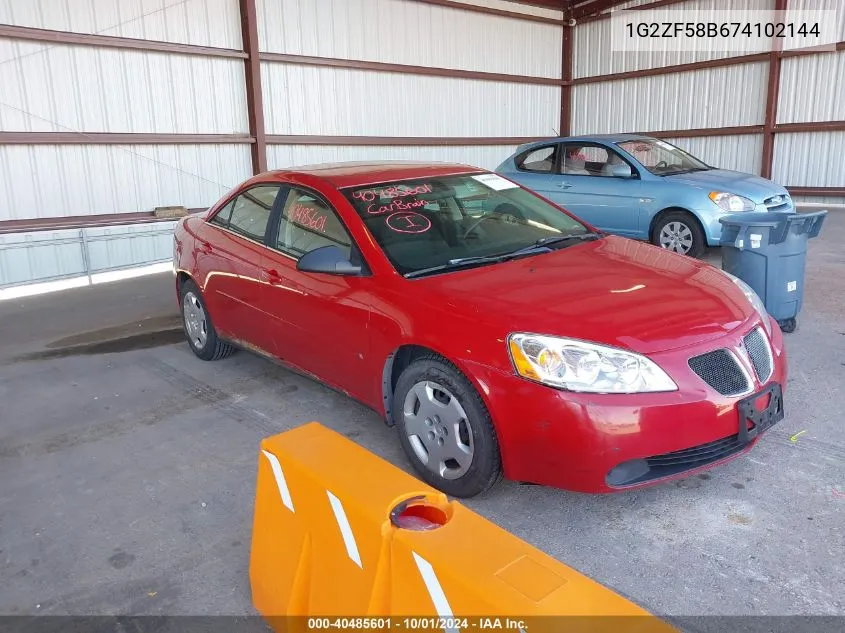 1G2ZF58B674102144 2007 Pontiac G6 Value Leader