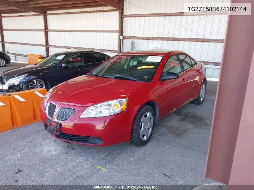 1G2ZF58B674102144 2007 Pontiac G6 Value Leader