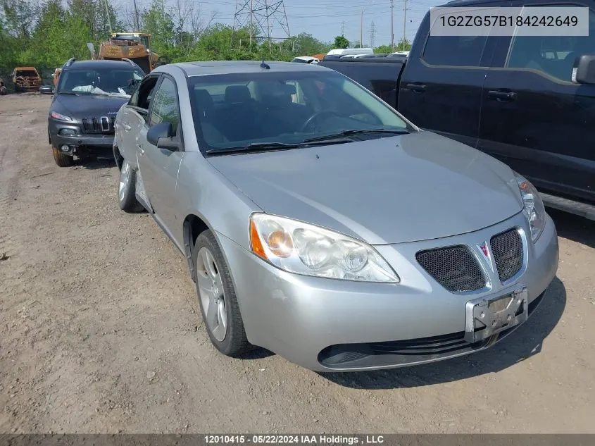 2008 Pontiac G6 VIN: 1G2ZG57B184242649 Lot: 12010415