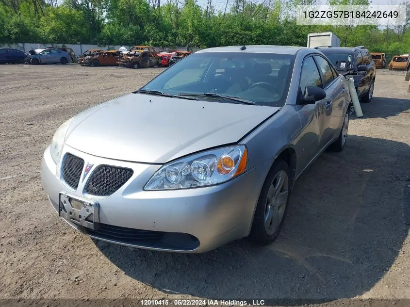 2008 Pontiac G6 VIN: 1G2ZG57B184242649 Lot: 12010415