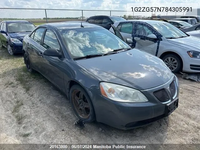 2008 Pontiac G6 Se VIN: 1G2ZG57N784305991 Lot: 20163800