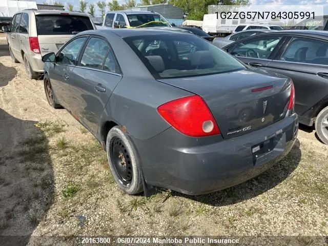 2008 Pontiac G6 Se VIN: 1G2ZG57N784305991 Lot: 20163800