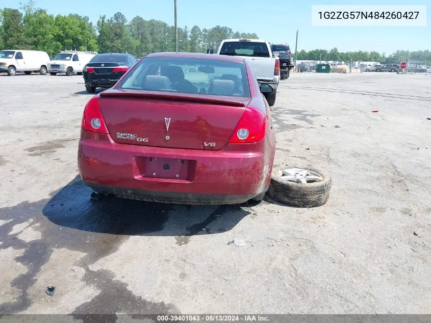 2008 Pontiac G6 VIN: 1G2ZG57N484260427 Lot: 39401043