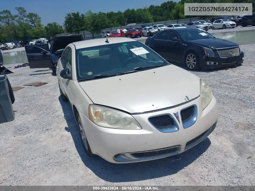 1G2ZG57N584274174 2008 Pontiac G6 Se