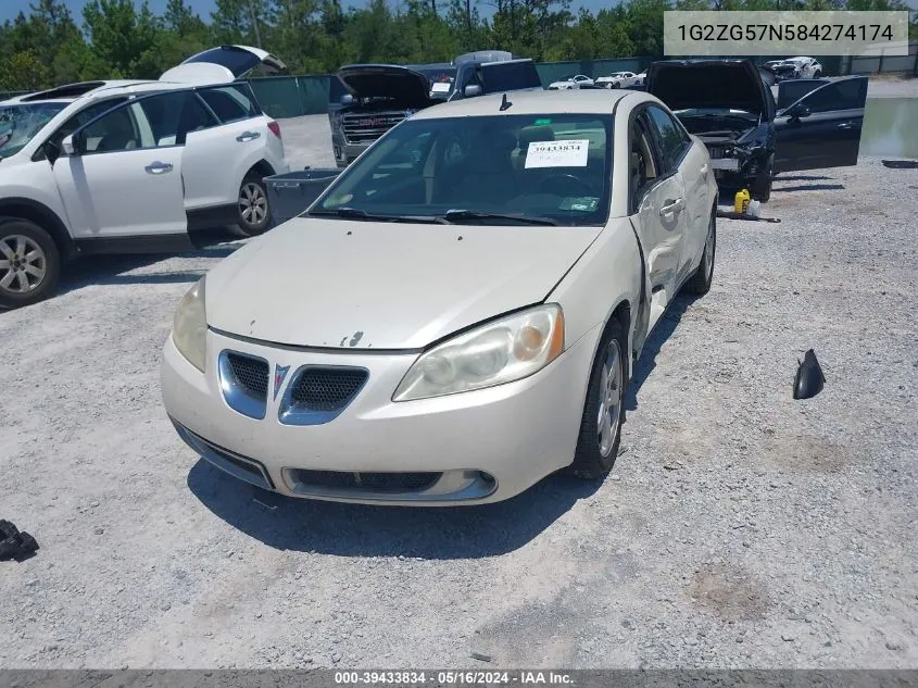 2008 Pontiac G6 Se VIN: 1G2ZG57N584274174 Lot: 39433834