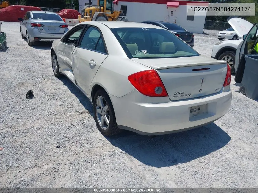 1G2ZG57N584274174 2008 Pontiac G6 Se