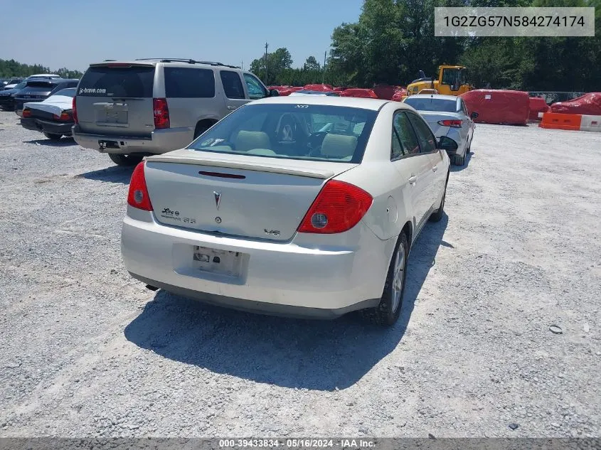 1G2ZG57N584274174 2008 Pontiac G6 Se