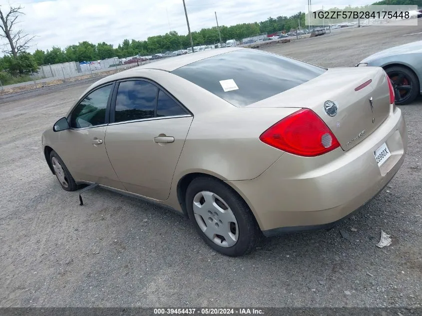 2008 Pontiac G6 Value Leader VIN: 1G2ZF57B284175448 Lot: 39454437