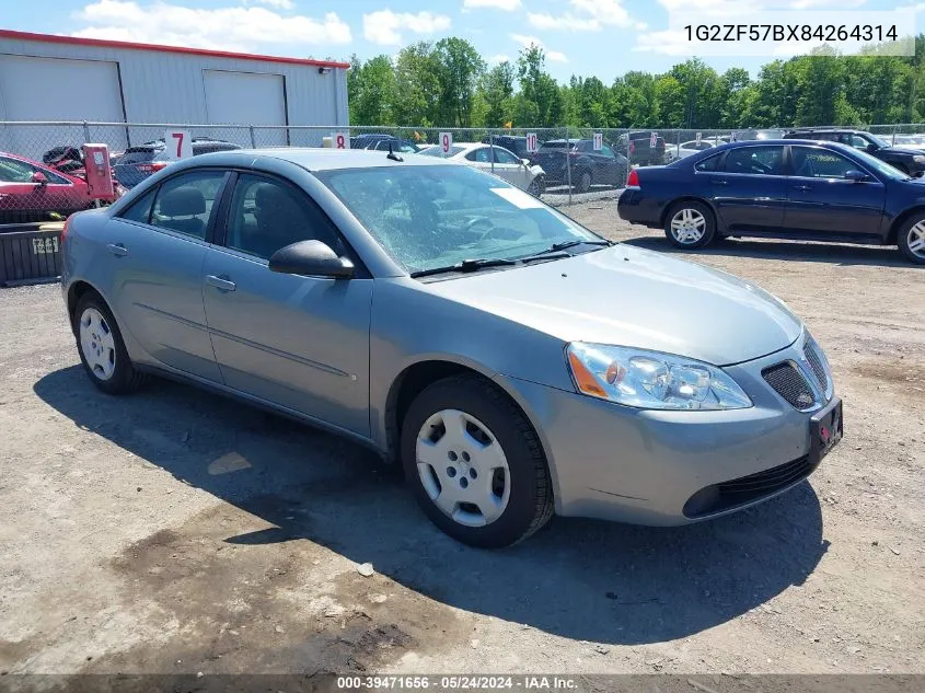 2008 Pontiac G6 Value Leader VIN: 1G2ZF57BX84264314 Lot: 39471656