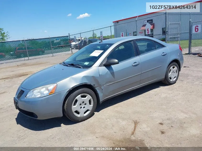 2008 Pontiac G6 Value Leader VIN: 1G2ZF57BX84264314 Lot: 39471656