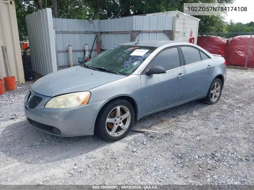 2008 Pontiac G6 VIN: 1G2ZG57N784174108 Lot: 39490091