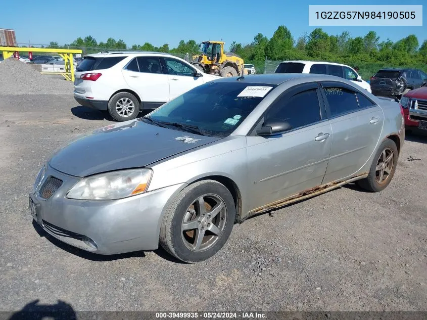 2008 Pontiac G6 VIN: 1G2ZG57N984190505 Lot: 39499935