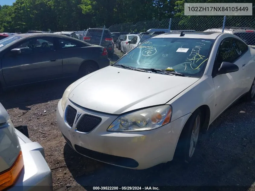 1G2ZH17NX84105449 2008 Pontiac G6 Gt