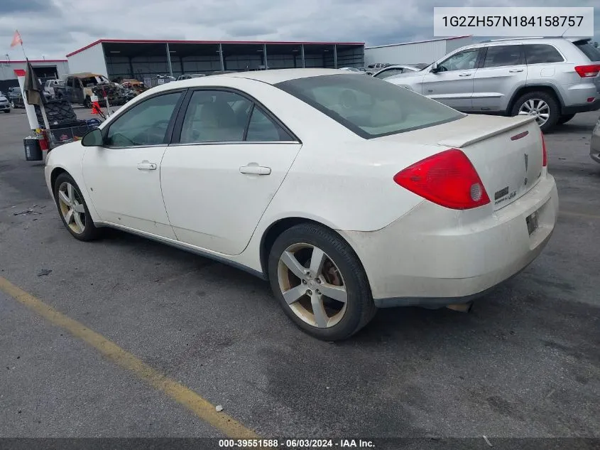 2008 Pontiac G6 Gt VIN: 1G2ZH57N184158757 Lot: 39551588