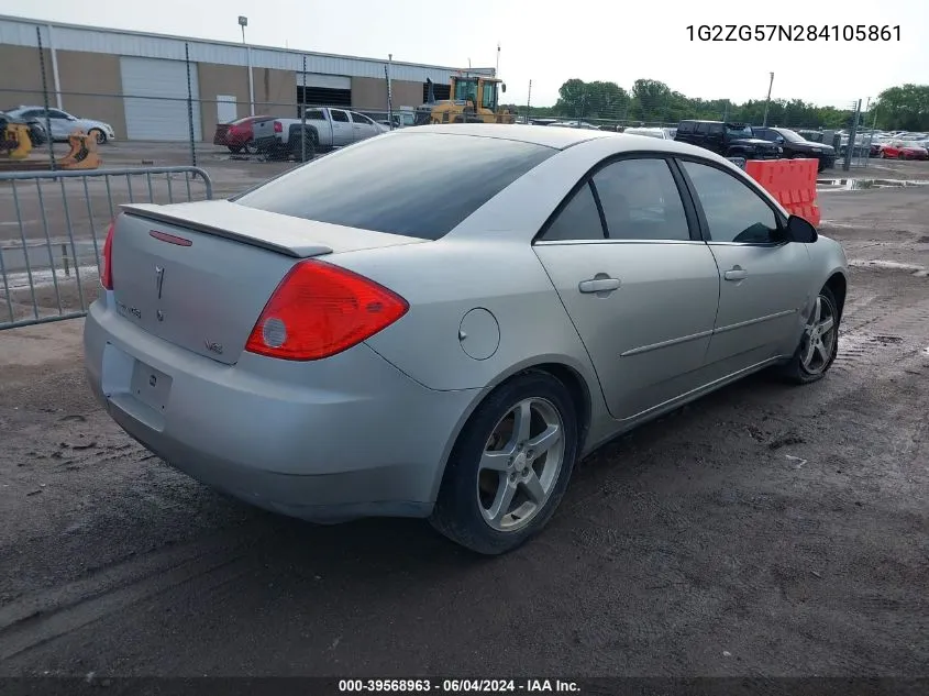 2008 Pontiac G6 VIN: 1G2ZG57N284105861 Lot: 39568963