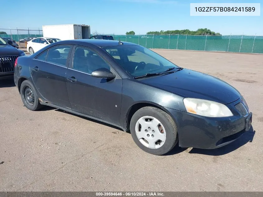 2008 Pontiac G6 Value Leader VIN: 1G2ZF57B084241589 Lot: 39594646