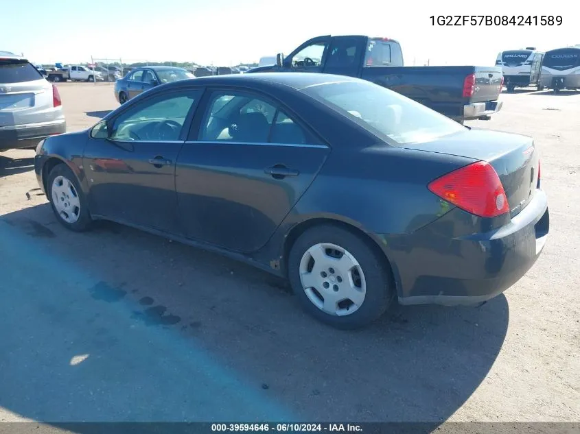 2008 Pontiac G6 Value Leader VIN: 1G2ZF57B084241589 Lot: 39594646