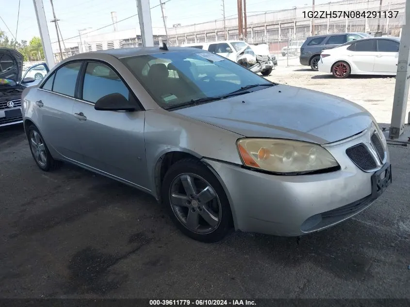 2008 Pontiac G6 Gt VIN: 1G2ZH57N084291137 Lot: 39611779