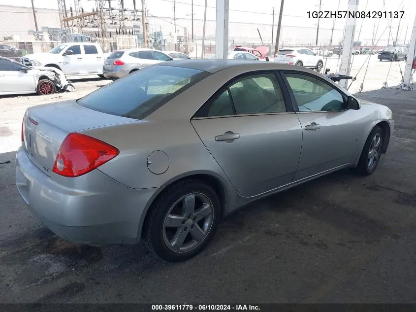 2008 Pontiac G6 Gt VIN: 1G2ZH57N084291137 Lot: 39611779