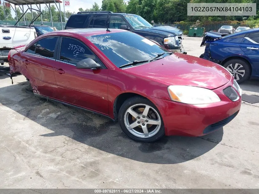 2008 Pontiac G6 VIN: 1G2ZG57NX84104103 Lot: 39752811