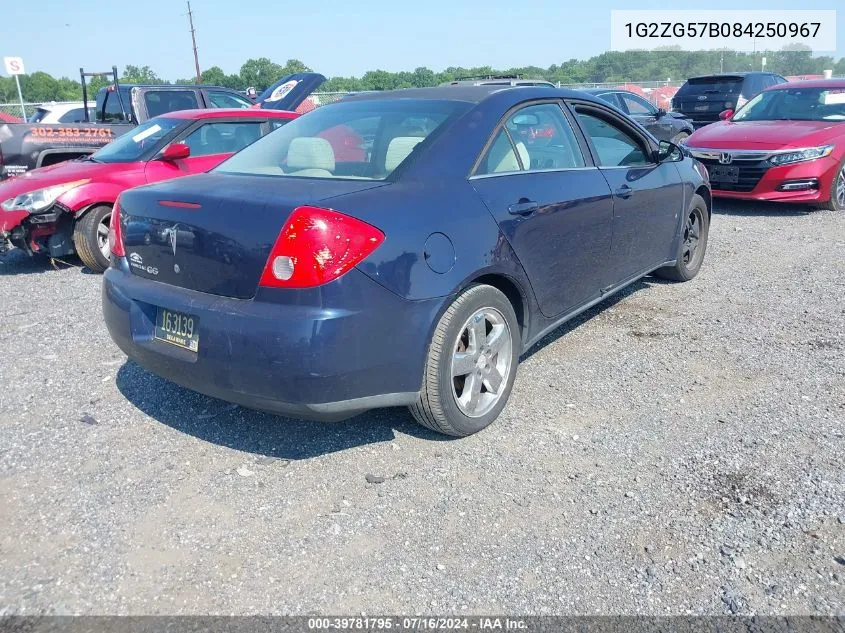 2008 Pontiac G6 VIN: 1G2ZG57B084250967 Lot: 39781795