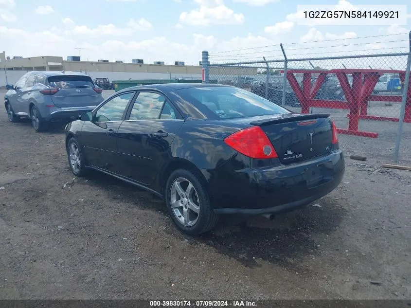 2008 Pontiac G6 VIN: 1G2ZG57N584149921 Lot: 39830174