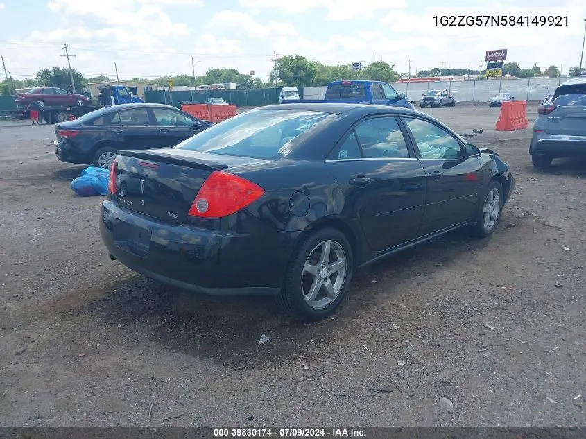 2008 Pontiac G6 VIN: 1G2ZG57N584149921 Lot: 39830174