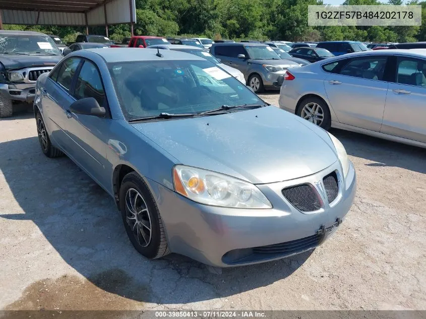 1G2ZF57B484202178 2008 Pontiac G6 Value Leader