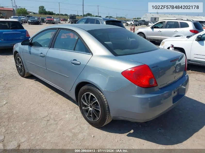 2008 Pontiac G6 Value Leader VIN: 1G2ZF57B484202178 Lot: 39850413