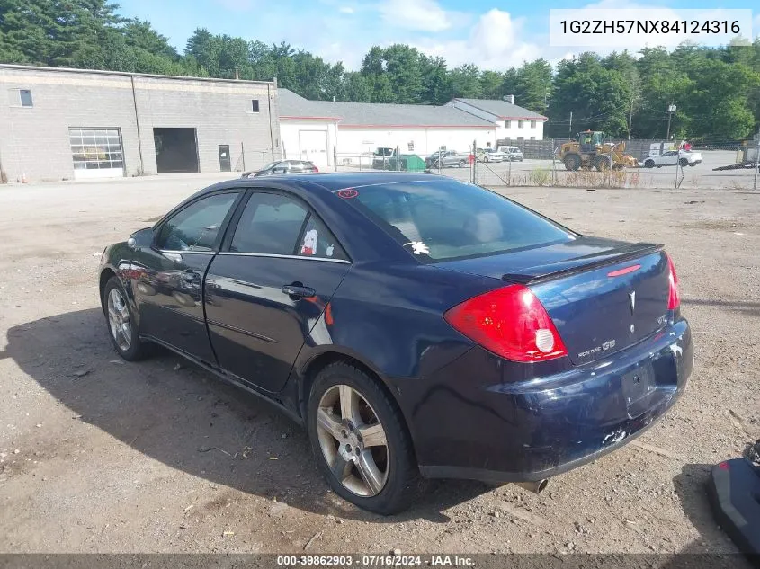 2008 Pontiac G6 Gt VIN: 1G2ZH57NX84124316 Lot: 39862903