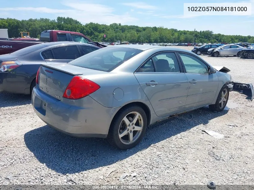 1G2ZG57N084181000 2008 Pontiac G6 Se