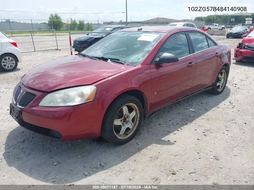 2008 Pontiac G6 Se VIN: 1G2ZG57B484140908 Lot: 39871167