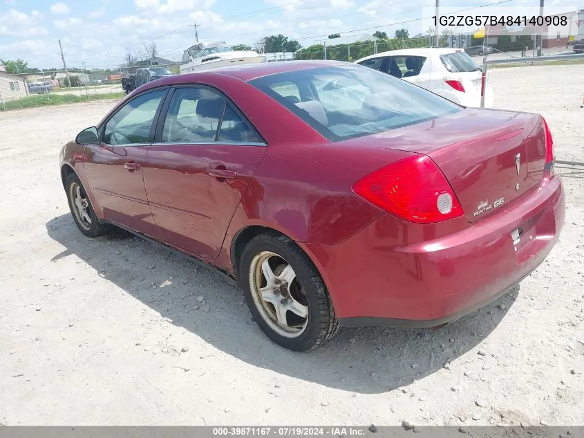 2008 Pontiac G6 Se VIN: 1G2ZG57B484140908 Lot: 39871167