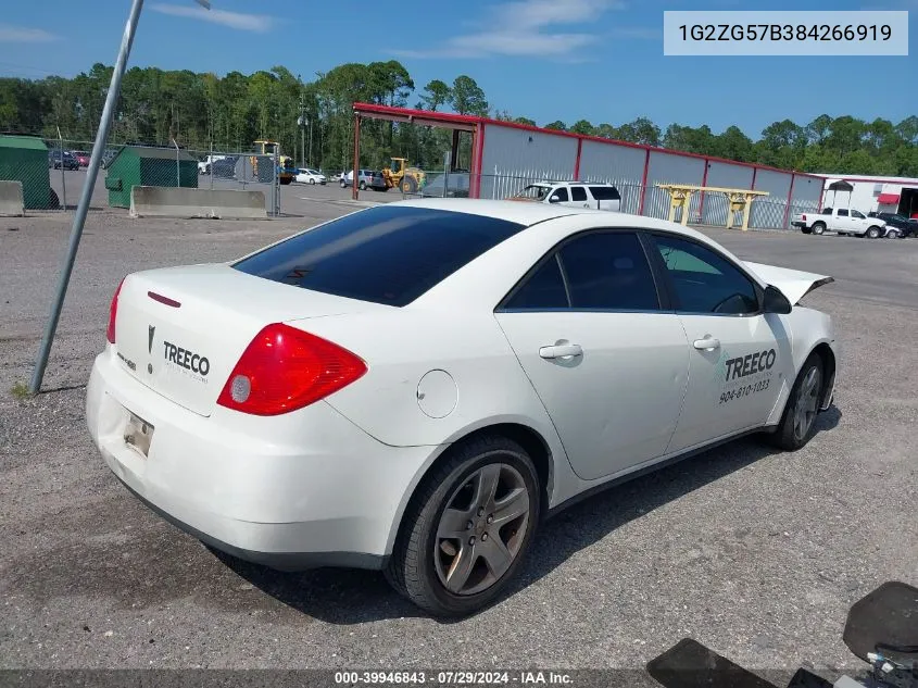 2008 Pontiac G6 VIN: 1G2ZG57B384266919 Lot: 39946843