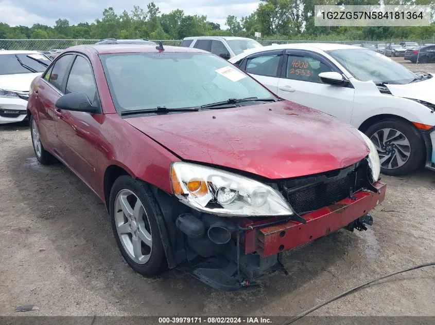 1G2ZG57N584181364 2008 Pontiac G6