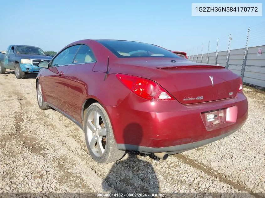 1G2ZH36N584170772 2008 Pontiac G6 Gt